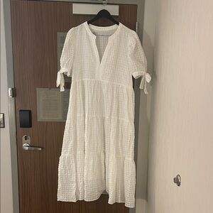 English Factory Textured White Midi Dress